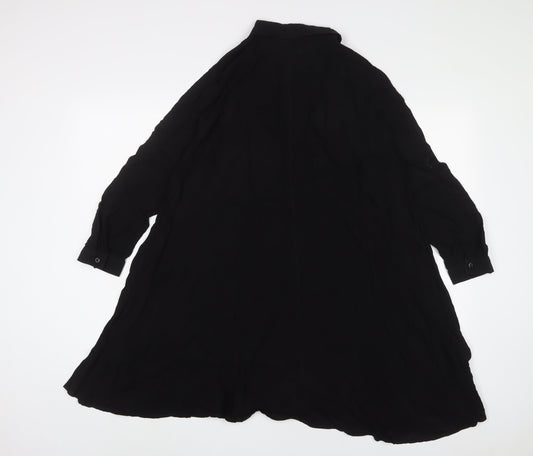 Womens UK Size M Zara Black Tunic Button-Up
