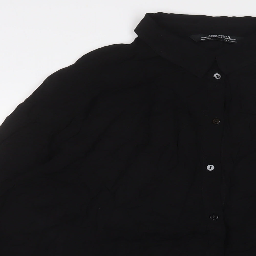 Womens UK Size M Zara Black Tunic Button-Up