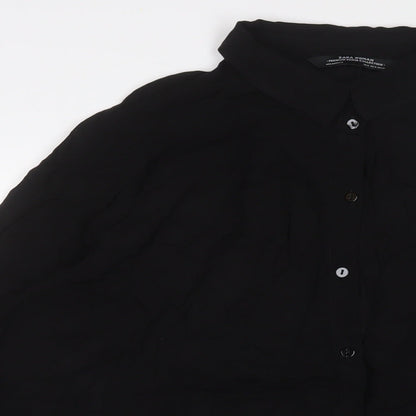 Womens UK Size M Zara Black Tunic Button-Up