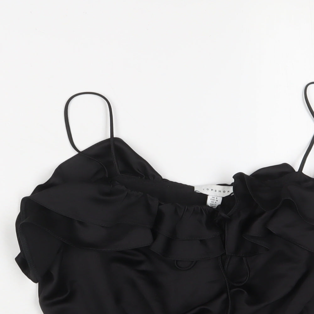 Womens UK Size 8 Topshop Black Cropped Tank