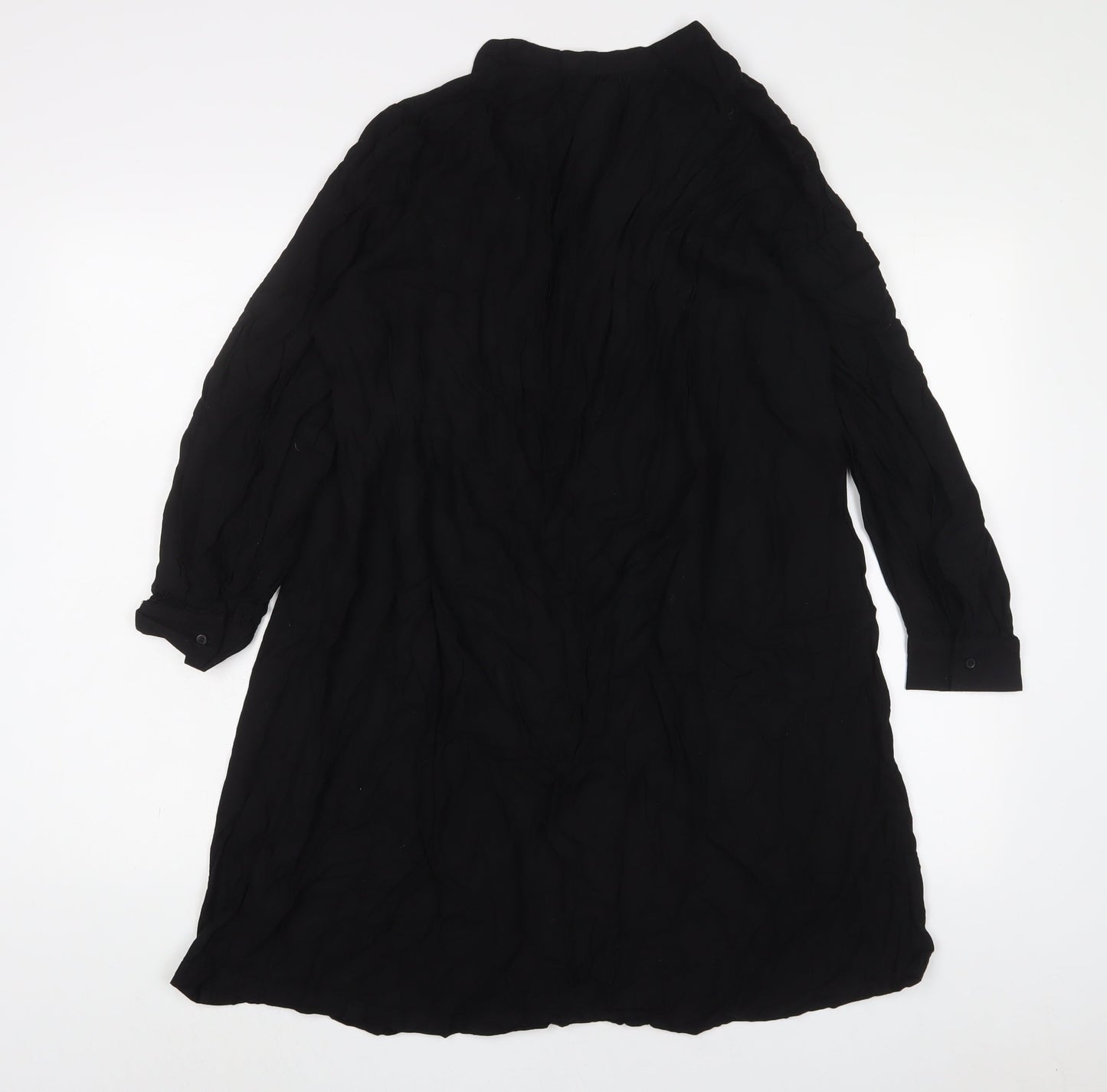 H&M Womens Black Viscose A-Line Size L V-Neck Button