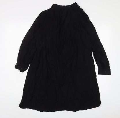 H&M Womens Black Viscose A-Line Size L V-Neck Button