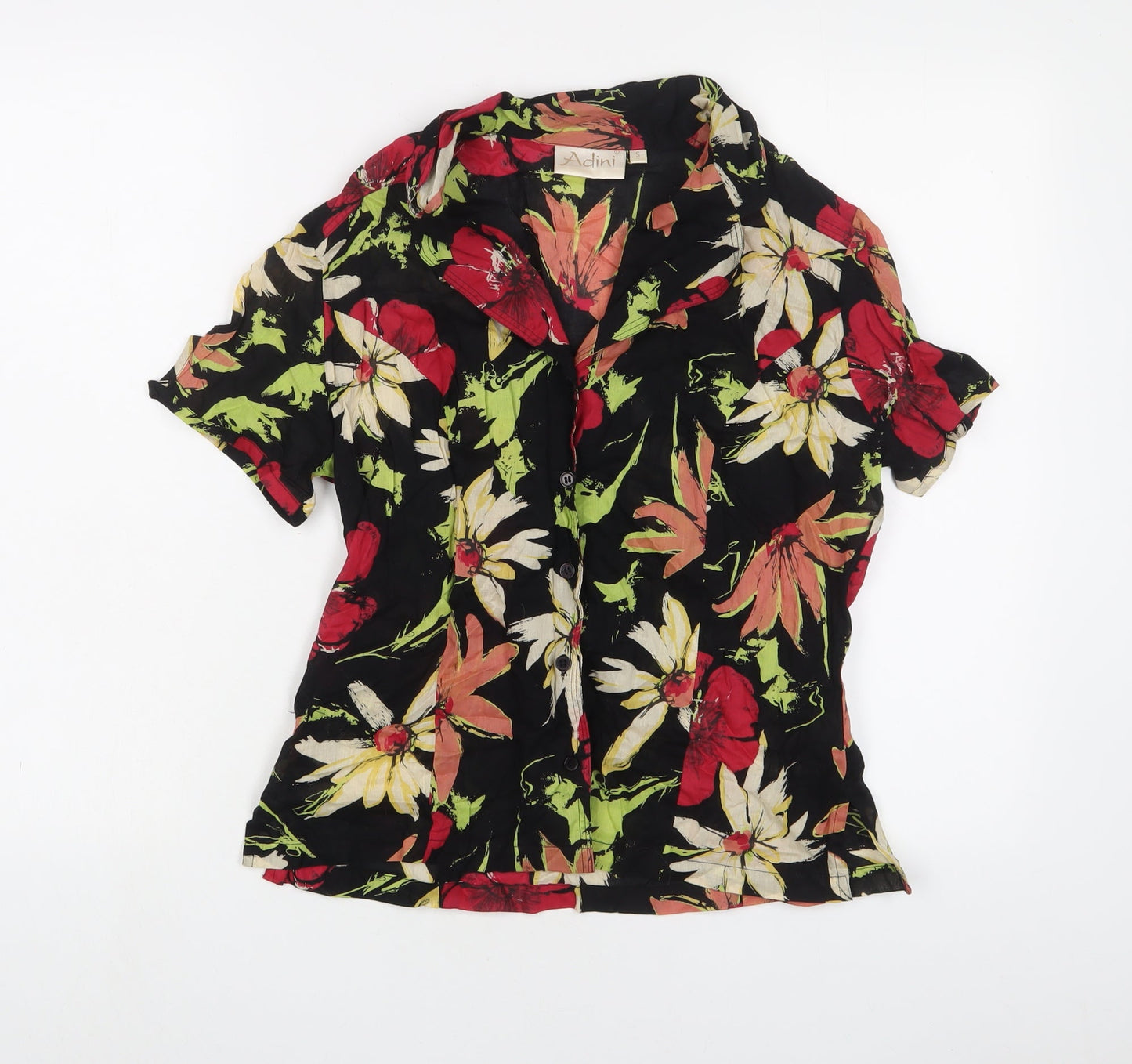 Womens UK Size S Adini Black Basic Button-Up