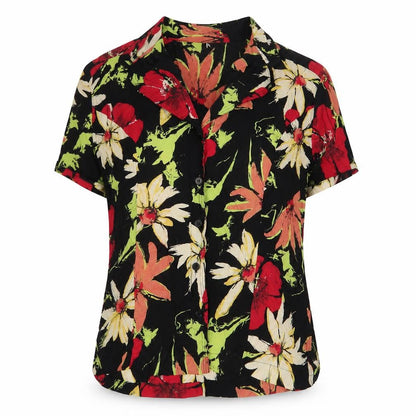 Womens UK Size S Adini Black Basic Button-Up