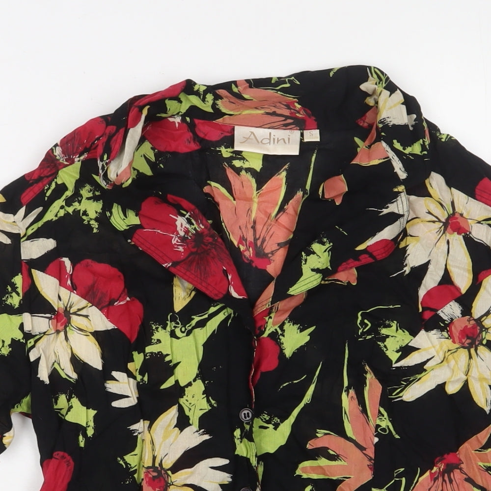 Womens UK Size S Adini Black Basic Button-Up