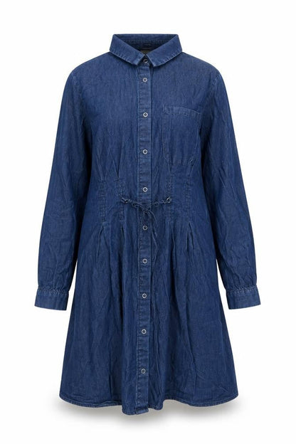 Pimkie Womens Blue Cotton A-Line Size 8 Collared Snap