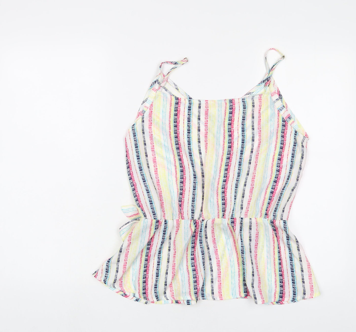 Ezquiss's Womens Multicoloured Striped Polyester Basic Tank Size L V-Neck
