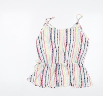 Ezquiss's Womens Multicoloured Striped Polyester Basic Tank Size L V-Neck