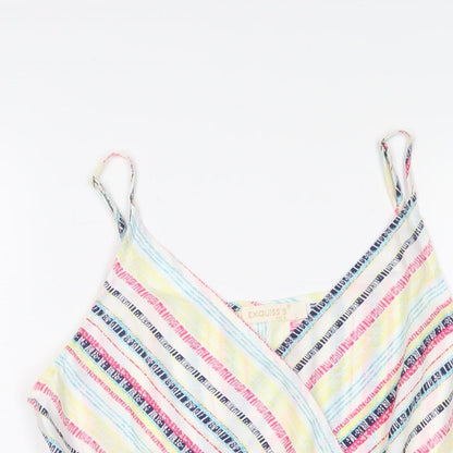 Ezquiss's Womens Multicoloured Striped Polyester Basic Tank Size L V-Neck