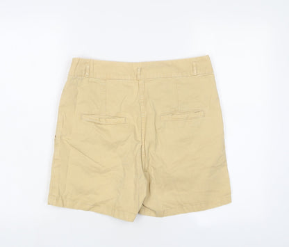 H&M Womens Beige Cotton Bermuda Shorts Size 10 L4 in Regular Zip - Pleated