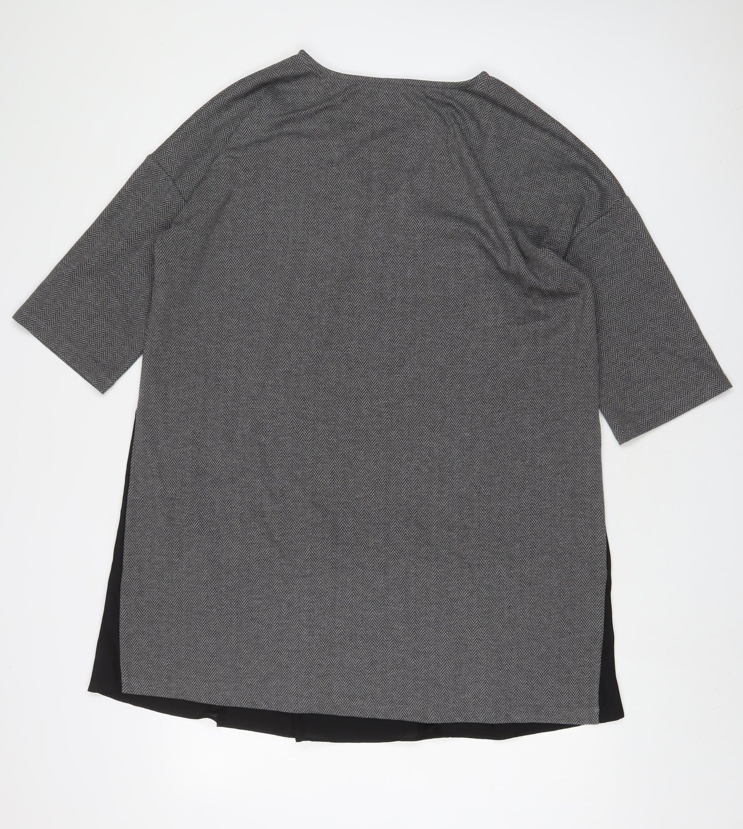 French Connection Womens Grey Polyester Tunic T-Shirt Size M V-Neck