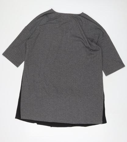 French Connection Womens Grey Polyester Tunic T-Shirt Size M V-Neck