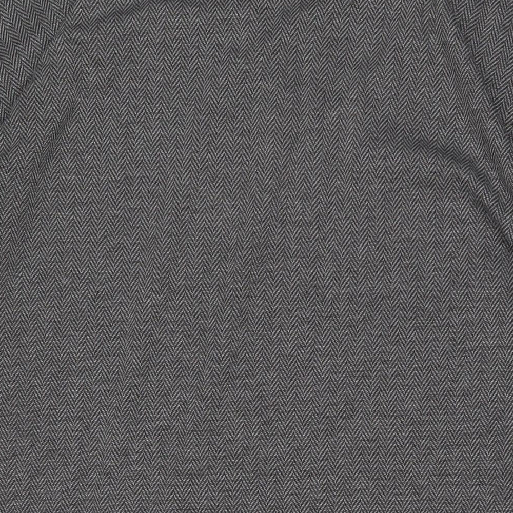 French Connection Womens Grey Polyester Tunic T-Shirt Size M V-Neck