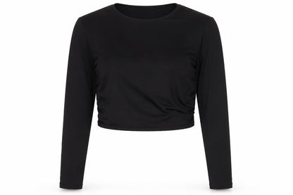 yozy Womens Black Polyester Cropped T-Shirt Size XL Crew Neck