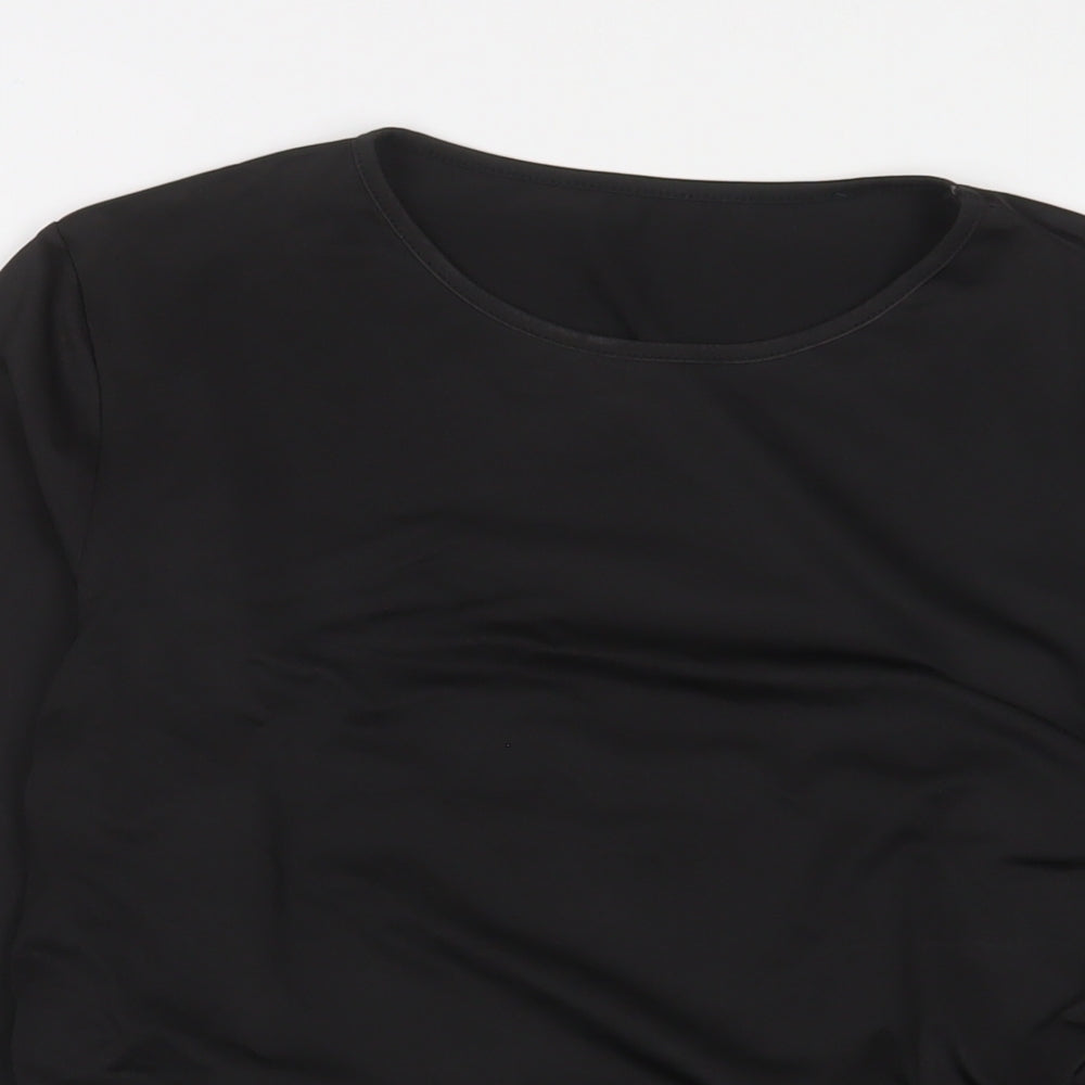 yozy Womens Black Polyester Cropped T-Shirt Size XL Crew Neck