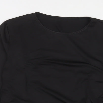 yozy Womens Black Polyester Cropped T-Shirt Size XL Crew Neck