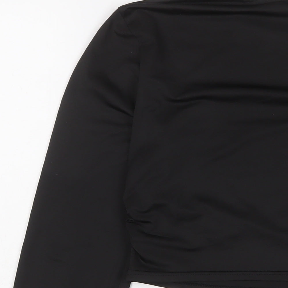 yozy Womens Black Polyester Cropped T-Shirt Size XL Crew Neck