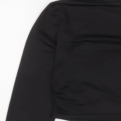 yozy Womens Black Polyester Cropped T-Shirt Size XL Crew Neck