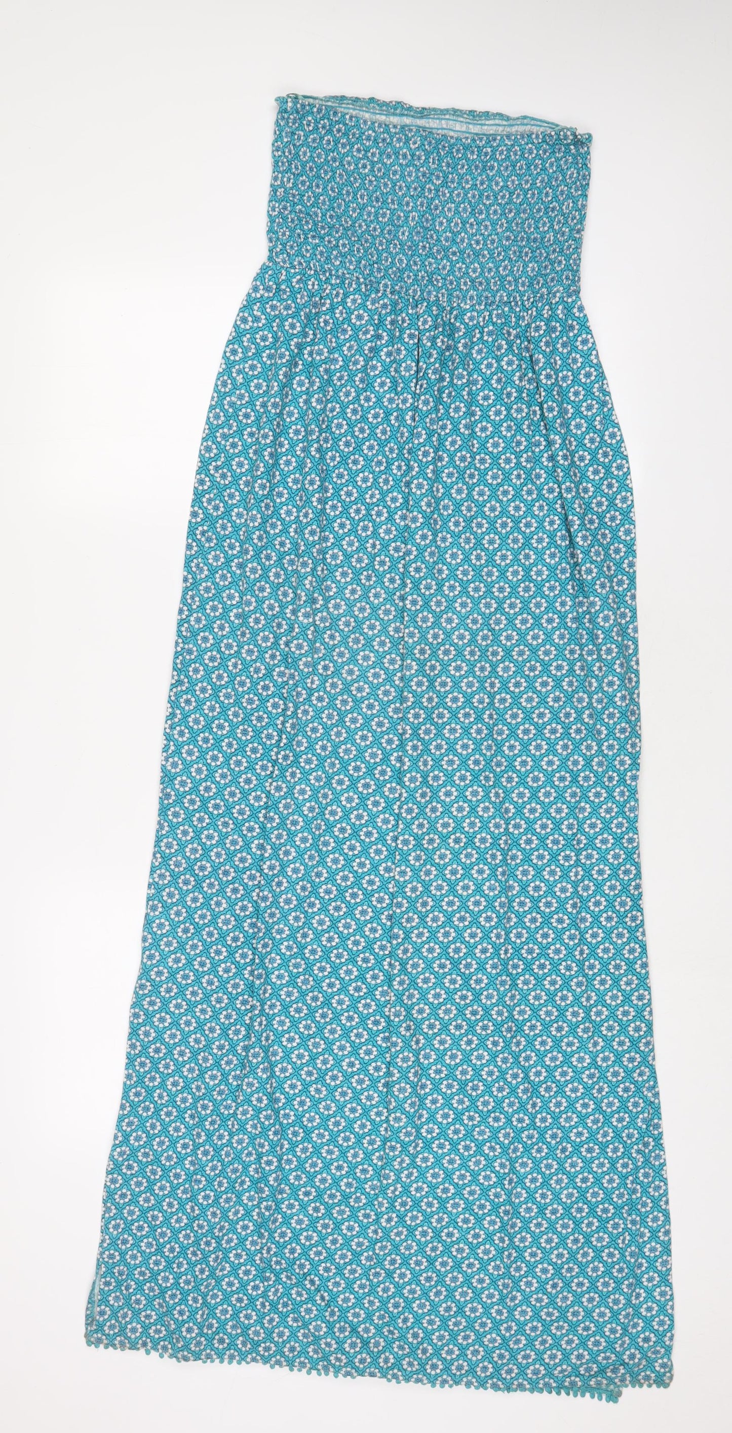 NEXT Womens Blue Fair Isle Cotton A-Line Size 8 Off the Shoulder Pullover