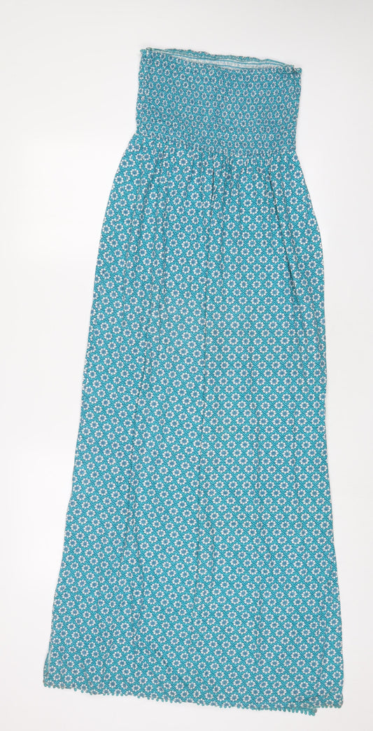 NEXT Womens Blue Fair Isle Cotton A-Line Size 8 Off the Shoulder Pullover