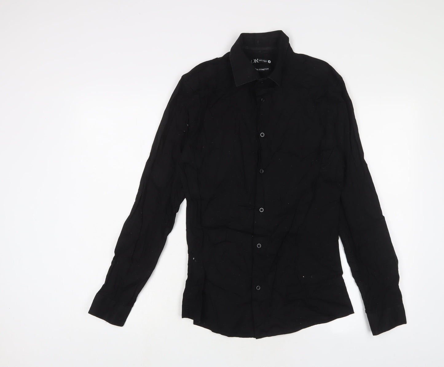OAKRIDGE Womens Black Cotton Basic Button-Up Size S Collared