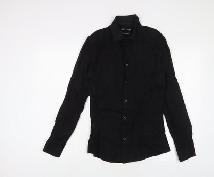 OAKRIDGE Womens Black Cotton Basic Button-Up Size S Collared