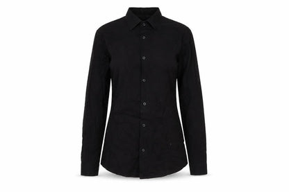 OAKRIDGE Womens Black Cotton Basic Button-Up Size S Collared