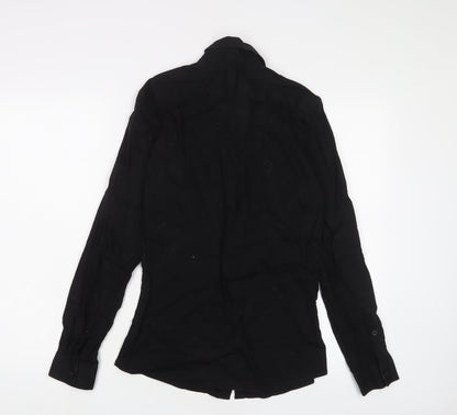 OAKRIDGE Womens Black Cotton Basic Button-Up Size S Collared