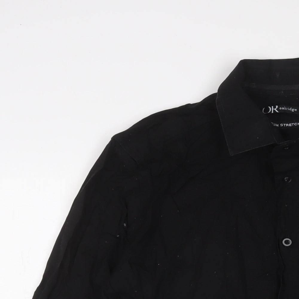 OAKRIDGE Womens Black Cotton Basic Button-Up Size S Collared