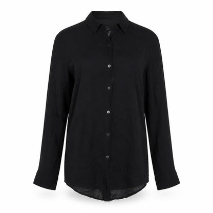 Bershka Womens Black Polyester Basic Button-Up Size S Collared