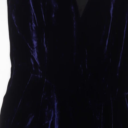 Limited Collection Womens Blue Polyester Sheath Size 14 V-Neck Zip