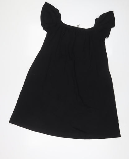ASOS Womens Black Cotton A-Line Size 10 Scoop Neck Pullover