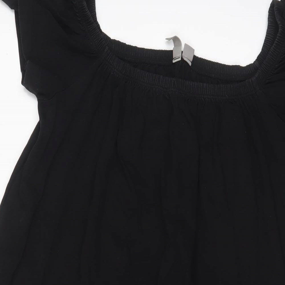 ASOS Womens Black Cotton A-Line Size 10 Scoop Neck Pullover