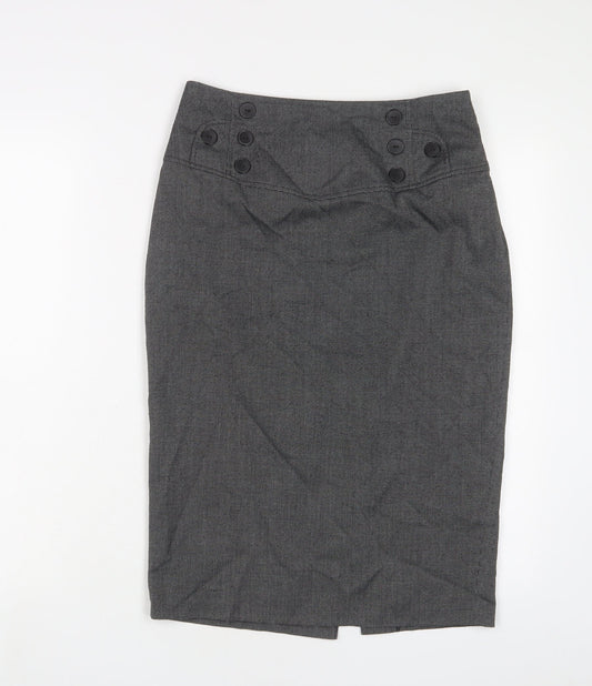 Dorothy Perkins Womens Grey Polyester Straight & Pencil Skirt Size 10 Zip