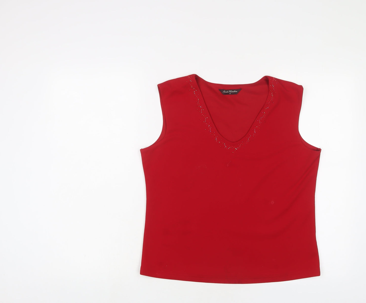 Womens UK Size 16 Sarah Hamilton Red Basic Tank
