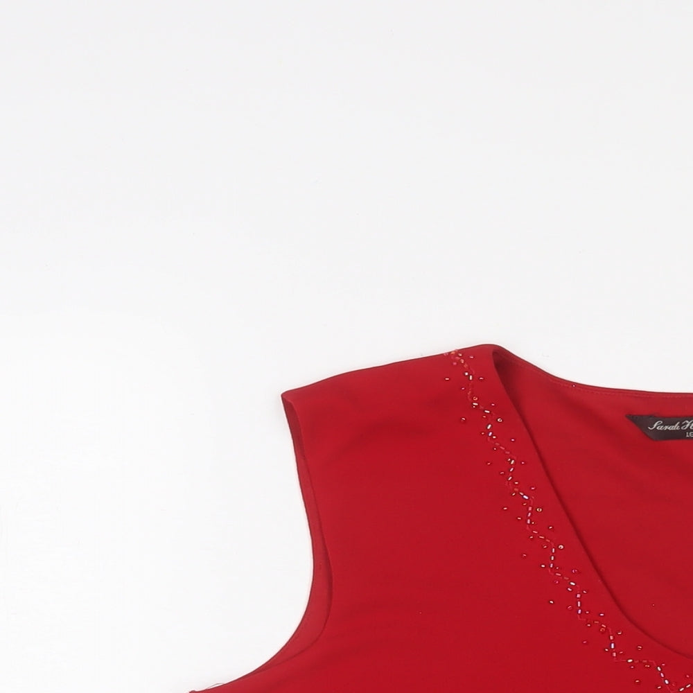 Womens UK Size 16 Sarah Hamilton Red Basic Tank