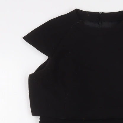 ASOS Womens Black Polyester A-Line Size 10 Crew Neck Zip