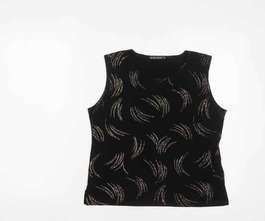 Reflections Womens Black Polyester Basic Tank Size M Crew Neck