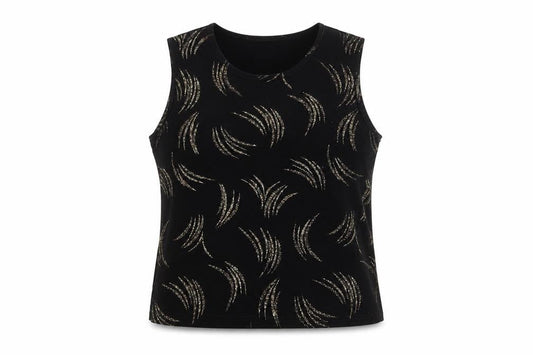 Reflections Womens Black Polyester Basic Tank Size M Crew Neck