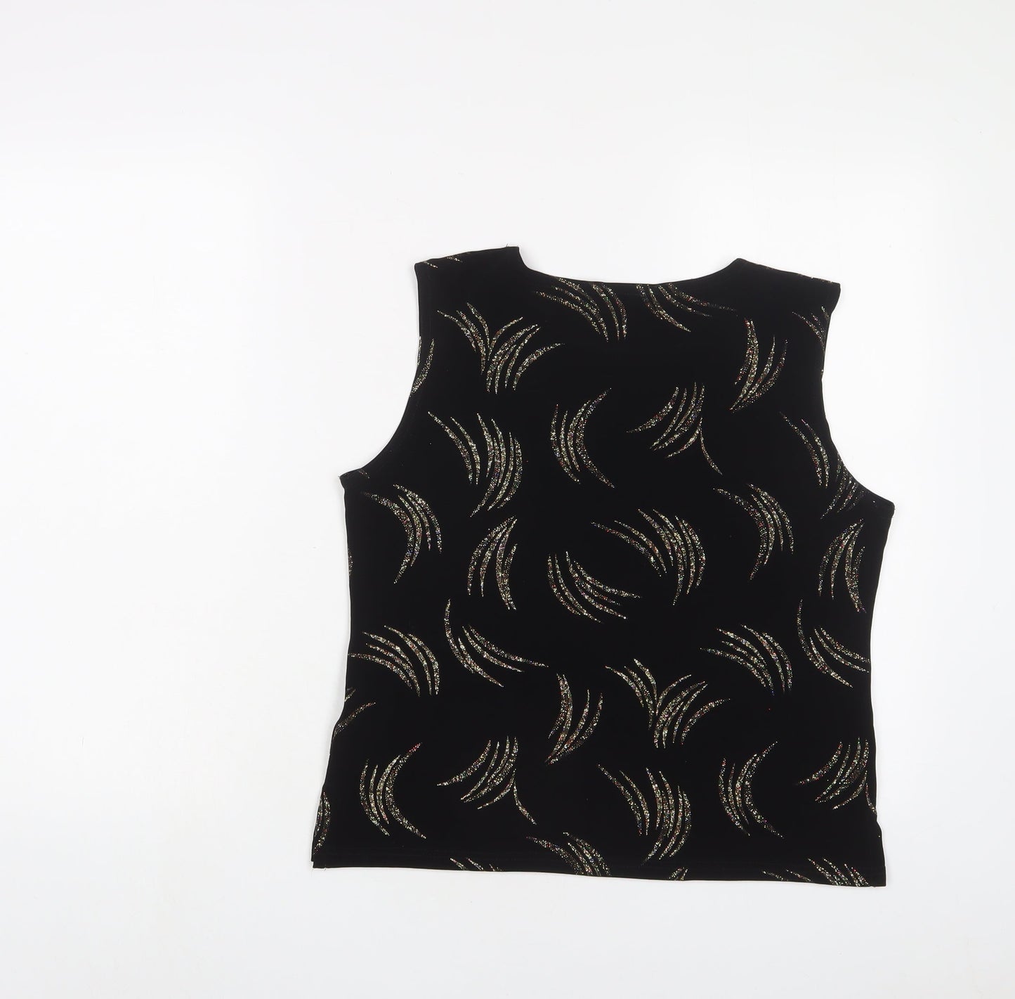 Reflections Womens Black Polyester Basic Tank Size M Crew Neck