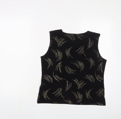 Reflections Womens Black Polyester Basic Tank Size M Crew Neck