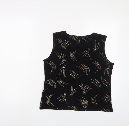 Reflections Womens Black Polyester Basic Tank Size M Crew Neck
