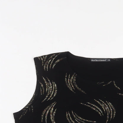 Reflections Womens Black Polyester Basic Tank Size M Crew Neck