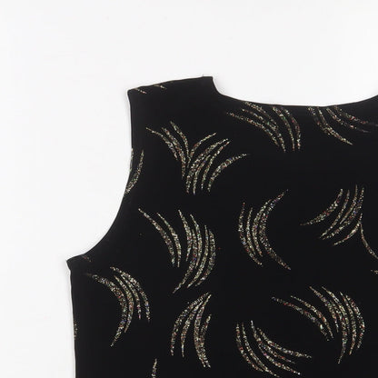 Reflections Womens Black Polyester Basic Tank Size M Crew Neck