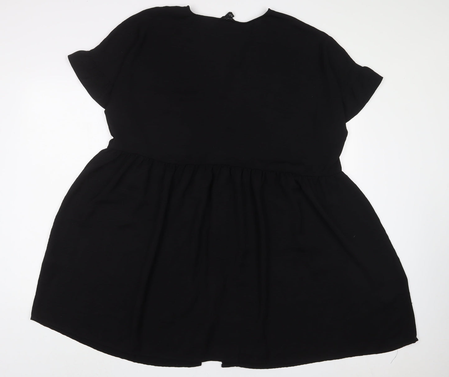 H&M Womens Black Polyester A-Line Size 18 V-Neck Button