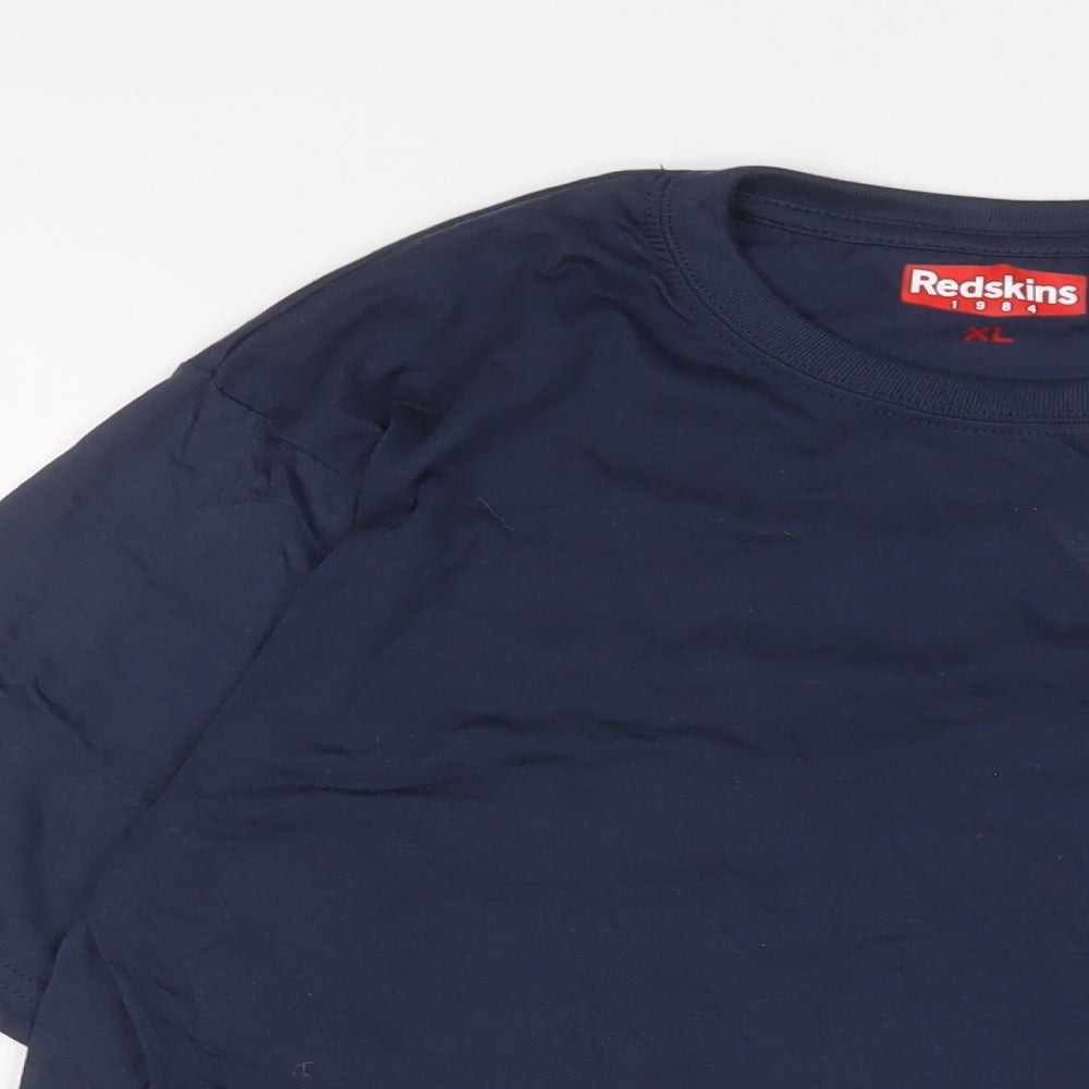 Redskins Mens Blue Polyester T-Shirt Size XL Crew Neck