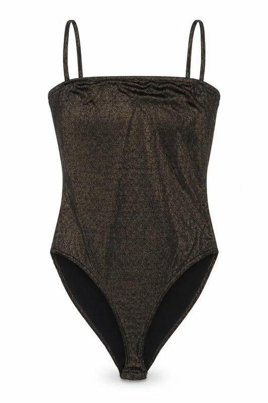 Womens UK Size 8 Boohoo One-Piece Gold Bodysuit