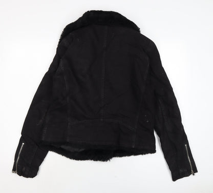 ASOS Womens Black Biker Jacket Size 12 Zip