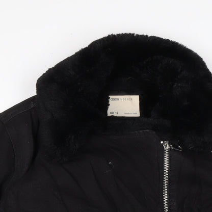 ASOS Womens Black Biker Jacket Size 12 Zip