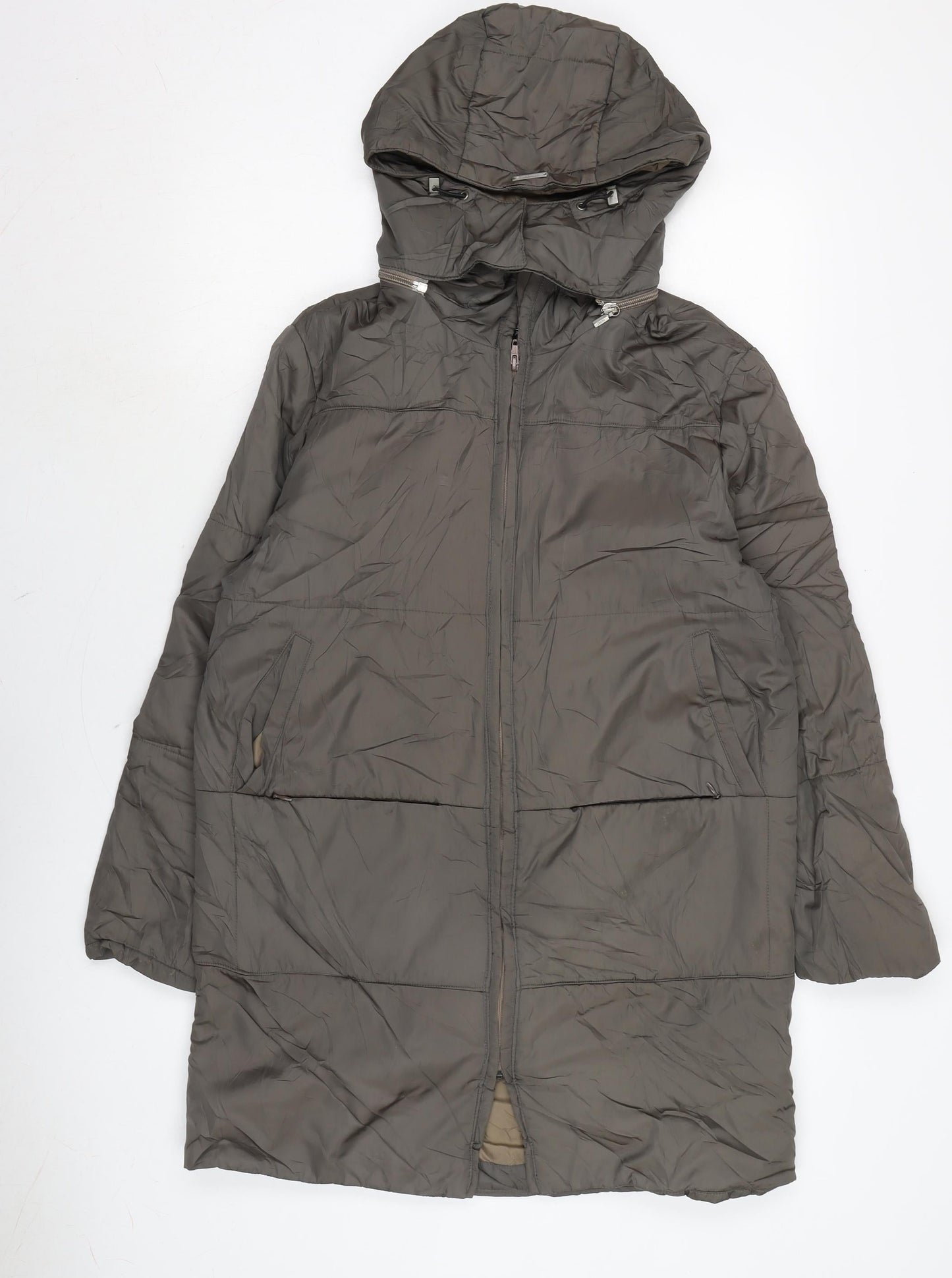 Trussardi Jeans Womens Brown Quilted Coat Size 14 Zip
